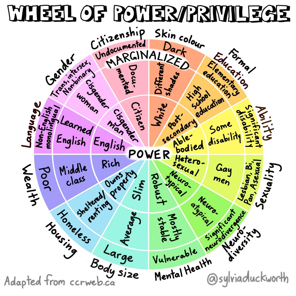 Wheel of Power and Privilege shared during Joy Mbakwe's session